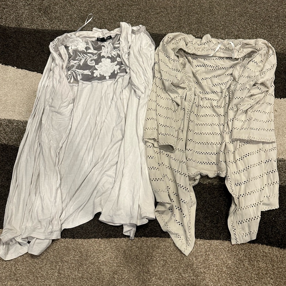 White and Cream Cardigan Set